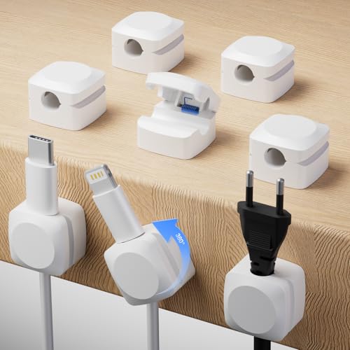Daisyhome Rotatable Cord Organizer, Strong Adhesive Spring Cable Clips | Enhanced Cable Organizer Cord Clips, Desk Cord Holder for Nightstand, Office Accessories and Car (8*White) - color: 8*White