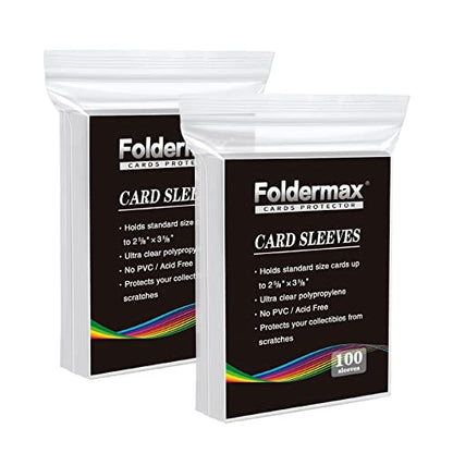 Clear Penny Card Sleeves 200 Count, Card Protectors Sleeves for Baseball Cards, Game Cards and Trading Cards