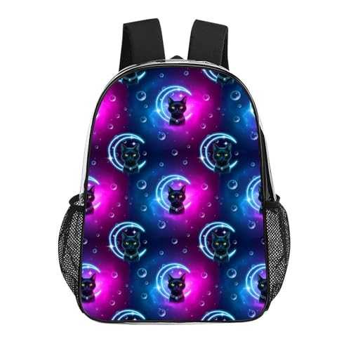 Heavy Duty Clear Daypack Reinforced Bottom for Travel Sporting | Stadium Approved, Space Black Cat, Large Capacity, Daypack for Travel College Beach - color: Pattern (326)