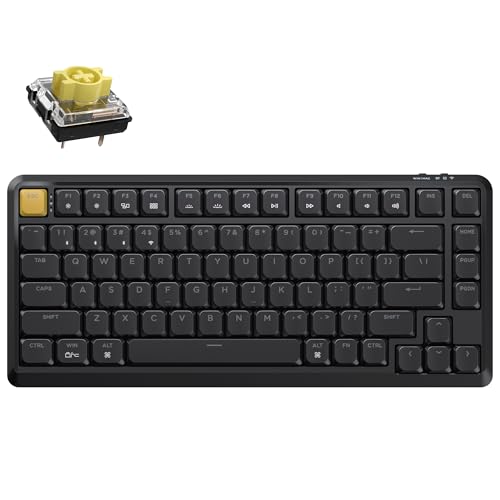 Keychron KJ1 Low Profile Wireless Mechanical Keyboard - 75% Layout Banana Switch, QMK RGB Backlit, 2.4G/Bluetooth/USB-C, Double-Shot PBT Keycaps, 2000mAh Battery, Mac/Win/Linux Compatible - Black - style: Black - Banana Switch