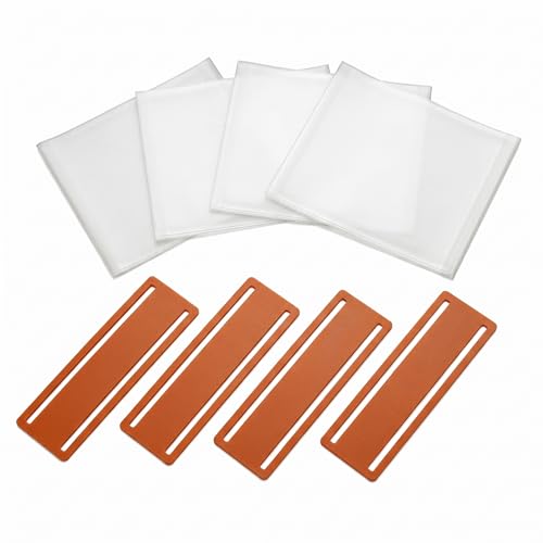 4 Sets Mahjong Card Sleeve and Line Finder Set, Acrylic Mahjong Line Reader with Clear Scorecard Protector Sleeve, Durable Mahjong Card Holder for Standard & Large Scorecards, Mahjong Accessories - color: Orange
