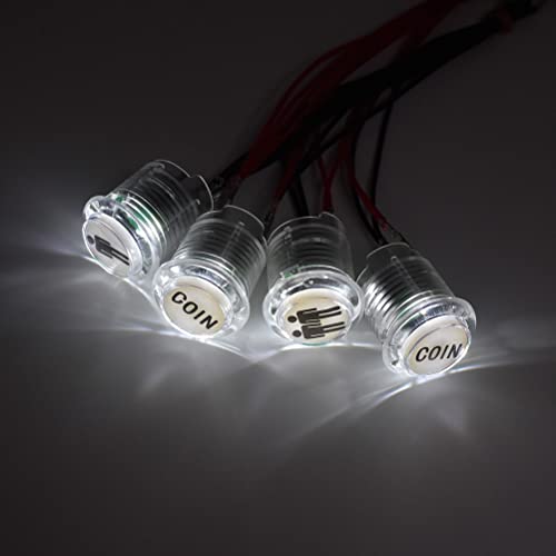 Arcity 4 Pcs/Lot 24mm Arcade LED Push Buttons Illuminated Player 1P 2P Coin Lit with Microswitch for Arcade Machine Games Console Parts 5V White New - color: 1P 2P COIN COIN