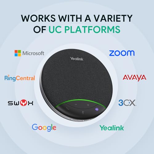 Yealink Sp92 Conference Speaker and Microphone Teams Certified Mic with Al Noise Cancelling 20H Call Time USB Speakerphone for Small Meeting Room, Bluetooth Speaker for Computer/Laptop - color: Black- SP92 USB C/A (No Dongle)