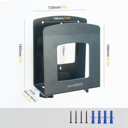 Adjustable Electronic Device Wall Mount|Universal Holder for Small Computers, Gaming Consoles（Xbox 360，Xbox One, PS4），Mini PC，Small Form Factor Desktop Tower, UPS .Fits 1.6" to 3.8" Width