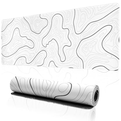 Large Gaming Mouse Pad for Desk, White Topographic Mouse Pad Desk Mat for Gaming Office, Long XL Mouse Pads Keyboard Pad Desk Pad for Computer Laptop 31.5''x11.8'' - color: White