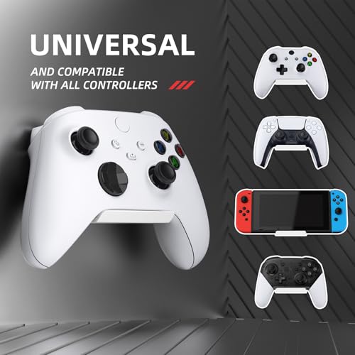 PlayVital FOLD Controller Holder Wall for ps5 ps4 Xbox Switch 2 Pro Headset, 2 Pack Universal Storage Organizer Gaming Controller Stand Headphone Mount - Foldable Anti-slip Adhesive Removable, White - color: White 4 Sets
