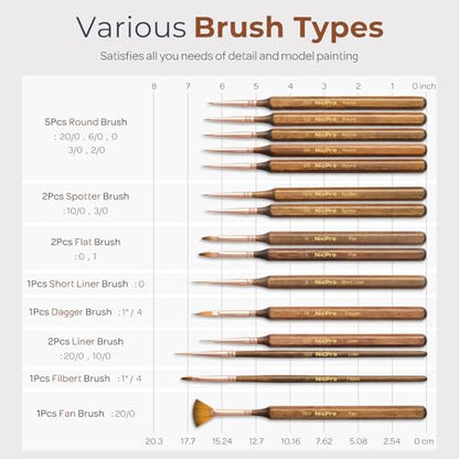 Nicpro 15 PCS Extreme Miniature Paint Brushes,Fine Micro Model Detail Brush | with Container for Acrylic, Watercolor, Oil, Paint by Numbers, Craft, Models, Miniatures - size: 15 PCS