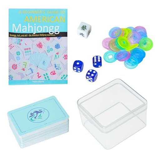 Jongyance 160-Piece American Mahjong Playing Cards Set, Includes Manual, Storage Box, Dice, Chips & Wind Indicator – Portable, Travel-Friendly