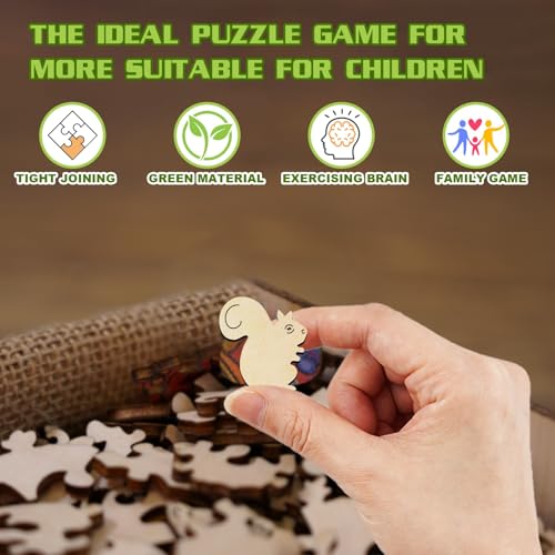 Wooden Puzzles for Kids Ages 4-8, Cute Squirrel Puzzle, Unique Animal Shaped Wooden Jigsaw Puzzles for Kid, 50 Pieces Puzzles for Kids(50pcs,11.4 * 11.4in) - color: Cute Squirrel