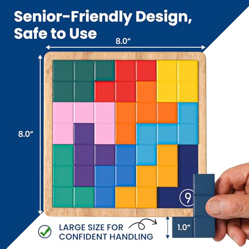 Dementia Activities for Seniors, Memory Games for Seniors with Alzheimers, Wooden Tiles Matching Puzzle Game, Dementia Products for Elderly Adults, Brain Exercise Gift for Parents or Nursing Home