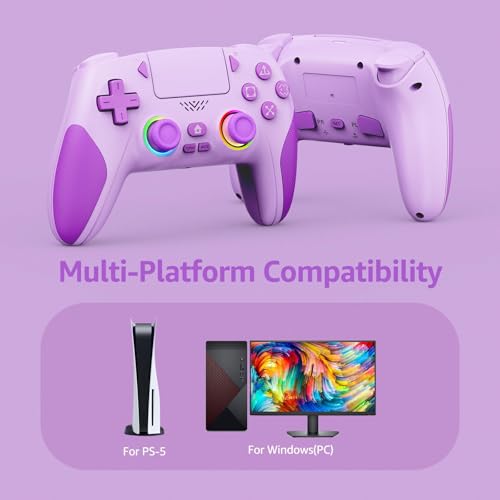 Kamylorus Controller Wireless for PS-5 PC, Hall Effect Controller with Paddles, Dual Vibration, Marco/Turbo Function, 3.5Mm Audio Jack, 6-Axis Motion Control,1000Mah Battery,Speaker