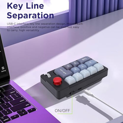 Fabater Mechanical Number Pad, Wired USB Numeric Keypad with 12 RGB LED Backlight and Joystick Roller, 12 Keys Macro Keyboard for Laptop PC Gaming, Numpad for Laptop Computer (Black) - color: Black