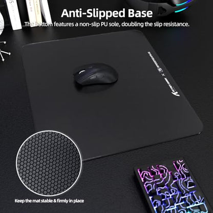 ATTACK SHARK CM05 Glass Gaming Mouse Pad,17.7x15.7 in Large Mouse Mat，Non Slip 9H Hard Mousepads,Nano-Textured Glass Surface with Improved Precision and Speed for FPS Players-Pure Black - color: Pure Black