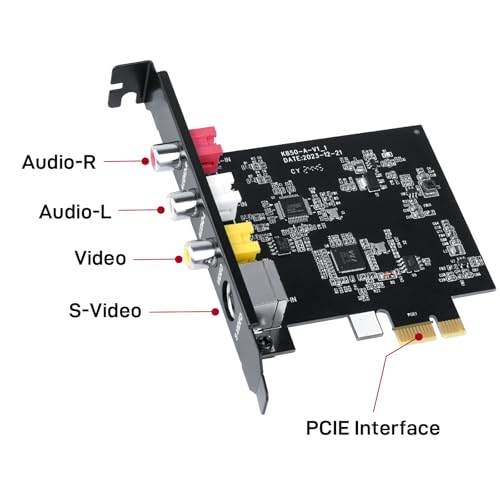 PCIE Video Capture Card, Ultra-Low Latency Pass-Through Capture Board for Retro Gaming & Legacy AV Devices, Compatible with Windows 8/10/11 & Linux - color: red