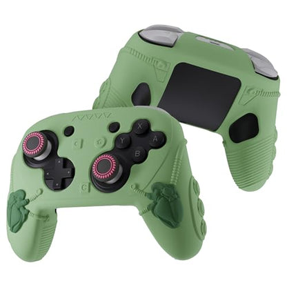 Steelheart Mecha Controller Cover, Non-Slip Soft Silicone Skin for Nintendo Switch 2 Pro, with Thumb Grips (Muted Green) - color: Muted Green