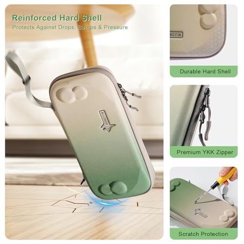 UYIYE Protective Carrying Case Compatible with Nintendo Switch 2 2025, Hard EVA Travel Case with Soft Lining, Anti-Shake Strap, Joystick Protection & 9 Game Card Slots for Switch 2 Console 7.9''-Sage - color: Sage gradient
