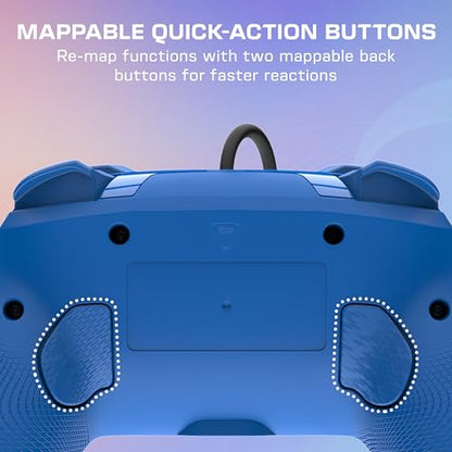 Turtle Beach Afterglow Wave Wired RGB Gaming Controller, Nintendo Switch 2 | Switch Lite, OLED, Hall-Effect Thumbsticks, 2 Mappable Back Buttons, Audio Controls, C-Button for GameChat, RGB Lights, Blue - color: Blue