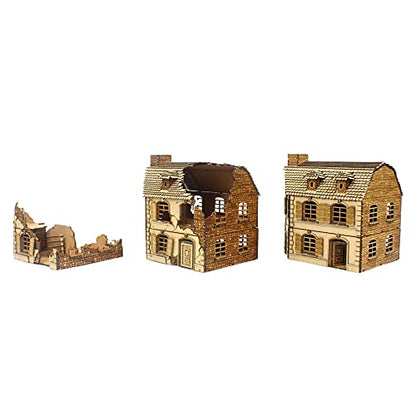 War World Gaming Destroyed Normandy House for Historical Wargames 20-28mm Scale Laser Cut MDF Building - size: Destroyed Normandy House