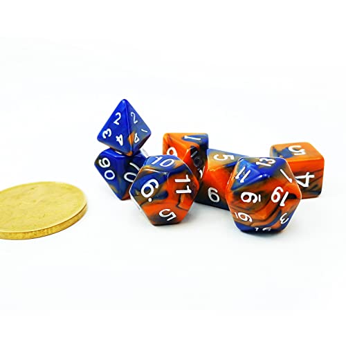 Bescon Mini Two Tone Polyhedral RPG Dice Set Hot Melt, 10MM Small Dice Set D4-D20 - color: Hot Melt