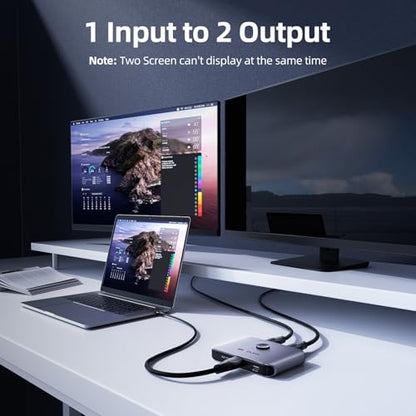 llano HDMI 2.1 Switch 2 in 1 Out 8K@60Hz 4K@120Hz, HDMI Switcher 48Gbps Bidirectional, Supports VRR HDR10 Dolby Atmos, for PS5 Xbox Apple TV Roku Switch 2, Aluminum Alloy Case