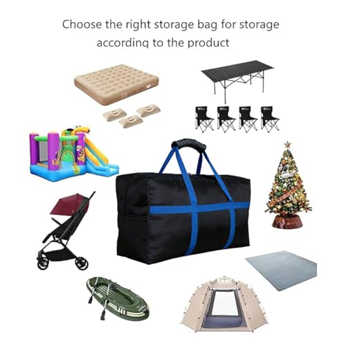 56 Inch Travel Duffel Bag, Heavy Duty 600D Foldable Large Capacity | 600D Water-Resistant Fabric, Reinforced Seams. Padded Handle & Blue Webbing. Folds Flat. For Camping, Gym, Sports & Travel. - size: 56"(L)*15"(W)*27"(H)