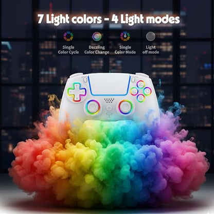 FLUY-E RGB Wireless Controller for PS5/PC – Compatible with PS5, PS5 Slim & PS5 Pro, Hall Effect Joysticks and Triggers, Dual Vibration, Six-Axis Sensor, Touch Panel, Turbo & Programmable Buttons, Ergonomic Design