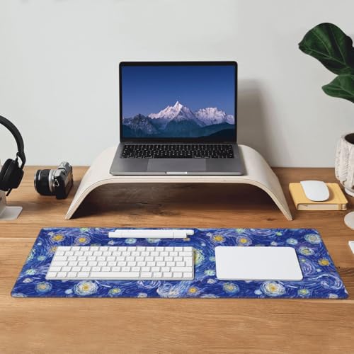 Large Mouse Pads for Desk, Extended Abstract Gaming Mousepad for Women Office Gifts, Funny XL Big Stitched Waterproof Nonslip Computer Mats Deskmat for Keyboard, (Starry Night, 31.5 * 11.8 in) - color: Starry Night