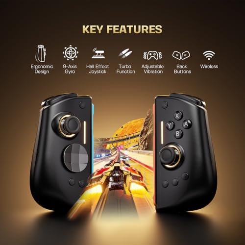 NYXI Hyperion 3 Switch 2 Controller–World's First Third-Party Wireless Controller for Switch 2, Hall Effect Joystick, 9-Axis Gyro, Full Mechanical Buttons, Adjustable Vibration, Dual Back Buttons - color: Dark