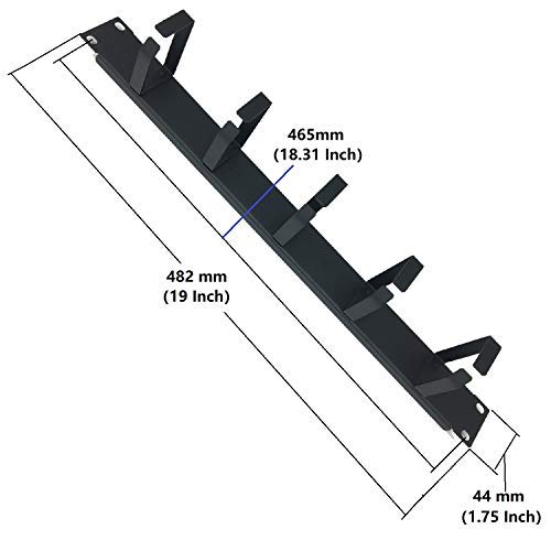 2 Pcs 1U 19" Rack Mount Cable Management Organizer 5 D-Ring | Metal Server Rack Cable Manager Wire Management System (5R2PC)