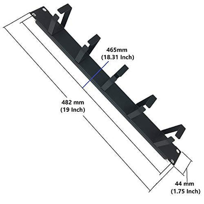2 Pcs 1U 19" Rack Mount Cable Management Organizer 5 D-Ring | Metal Server Rack Cable Manager Wire Management System (5R2PC)
