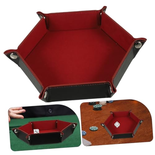 WOONEKY Foldable Pu Dice Tray for Desktop Elegant Storage Box Snaps Easy to Carry for Tabletop Games and Parties Deep