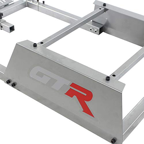GTR Simulator GTA-F Model Silver Frame Triple | Single Monitor Stand with Majestic Black Adjustable Leatherette Seat Racing Driving Gaming Simulator Cockpit Chair - color: Silver, Black