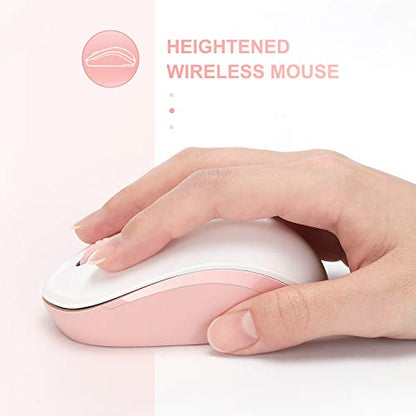 seenda Wireless Mouse for Laptop, 2.4G Noiseless Mouse with USB Receiver - Optical Tracking Portable Computer Mice for Chromebook, PC, Tablet, Windows System, 24 Months Battery Life - Pink & White - color: Pink and White