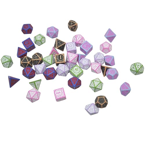 SmartDealsPro Retro Polyhedral Dice Sets with Pouches for D&D DND RPG MTG Dungeon and Dragons Table Board Roll Playing Games D4 D6 D8 D10 D% D12 D20 - color: 6-color Retro Sets 2