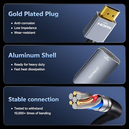 HDMI to USB C Adapter for AR Glasses - 4K@60Hz 2K@120Hz HDMI Source to USB-C Display, Aluminum Housing, for PS5, Xbox, Switch, Laptop, Fire TV Stick to XREAL, Rokid, RayNeo, Viture, Portable Monitor