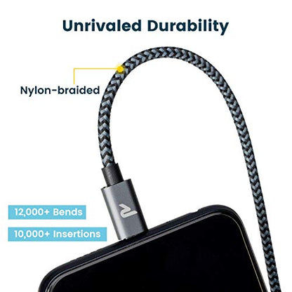 RAMPOW Micro USB Cable 6.6ft Nylon Braided Space Gray QC 3.0 Fast Charge & Sync 2.4A for Samsung Galaxy S5/S6/S7, HTC, LG, Kindle, Sony, PS4, and More - size: 6.6ft, style: 1Pack
