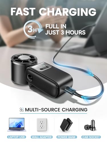 Portable Mini Handheld Fan, Small Hand Fan with Ice Cooler, 100 Speeds, 11Hrs Cooling Time, 20000 RPM Turbo Hand Held Fan for Travel, Outdoor, Beach & Makeup Black - color: Black