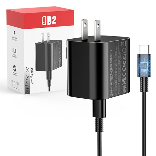 60W Charger for Nintendo Switch 2, Fast Charging USB C Cable for Switch 2 Accessories, AC Adapter with 5FT Cable Compatible with Nintendo 2,Lite,OLED,Steam Deck - Support TV Mode - size: 5FT