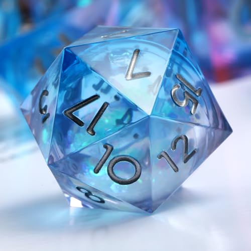 Resin Sharp Dice,DNDND 7PCS Glitter Liquid Resin DND Dice Set with Gift Case for Dungeons and Dragons Tabletop Game (Liquid Blue and Pink) - color: Liquid Blue and Pink
