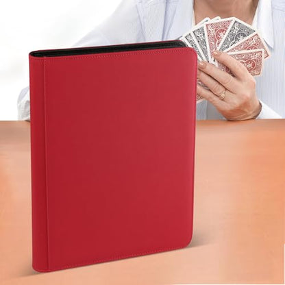 16 Pocket Ringless Side Loading Trading Card Binder, 1024 Cards PU Fixed Page Zipper Card Album for TCG Sports Game Cards, Not Fit Top Loaders (Red) - color: 16 Pocket 1024 Diamond Red