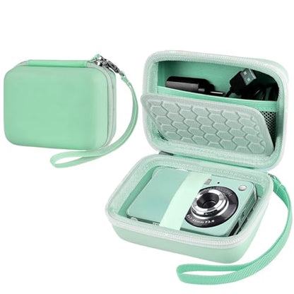 Digital Camera Case Compatible with Kodak PixPro/Canon PowerShot/Sony DSC, Hard Shell Camera Protective Carrying Bag for Cable,SD Card (Light Green) - color: Light Green