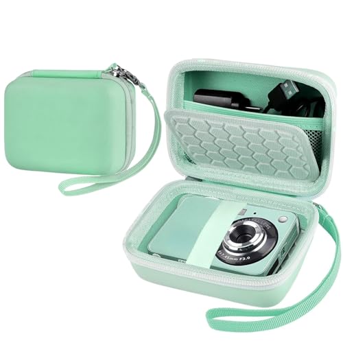 Digital Camera Case Compatible with Kodak PixPro/Canon PowerShot/Sony DSC, Hard Shell Camera Protective Carrying Bag for Cable,SD Card (Light Green) - color: Light Green