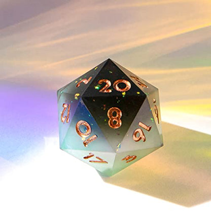 Single D20 Dice - 22mm, 20 Sided D&D Dice for Dungeons and Dragons, DND Dice with Resin Sharp Edge, Handmade Polyhedral for RPG, Roleplaying Games MTG Table Games(Gradual Green) - color: D20-gradual Green