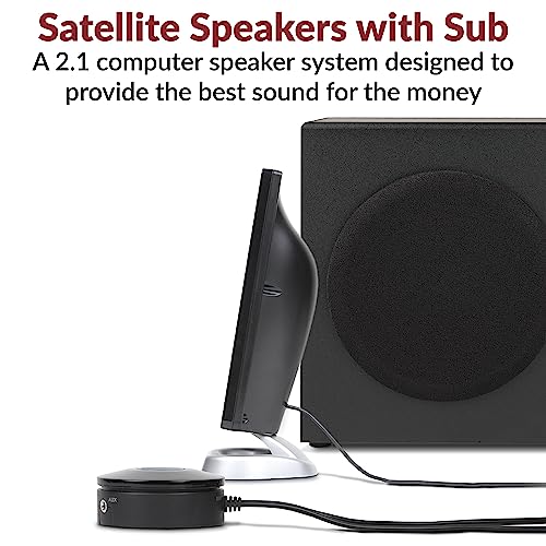 Cyber Acoustics CA-3090 2.1 Speaker System with Subwoofer with 18W of Power – Easy Setup and Convenient Controls, Great for Music, Movies, and Gaming