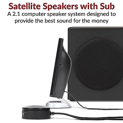 Cyber Acoustics CA-3090 2.1 Speaker System with Subwoofer with 18W of Power – Easy Setup and Convenient Controls, Great for Music, Movies, and Gaming