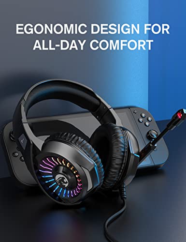 ZIUMIER Wired Gaming Headset for PC, PS5, PS4, Xbox Series X|S | Noise Canceling Microphone, LED RGB Light, 50mm Driver, 3.5mm Audio Jack, Soft Memory Foam, Multi-Platform Headphones - color: Black