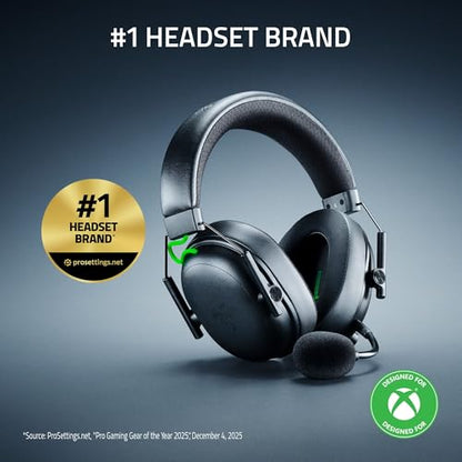 Razer BlackShark V3 Wireless Xbox Gaming Headset, 50mm Drivers, Black | Super Wideband Mic, 2.4 GHz, Bluetooth, USB, Works with PC, Mac, PS5, Nintendo Switch, Smartphone, 70 Hr Battery - color: Black, style: Xbox