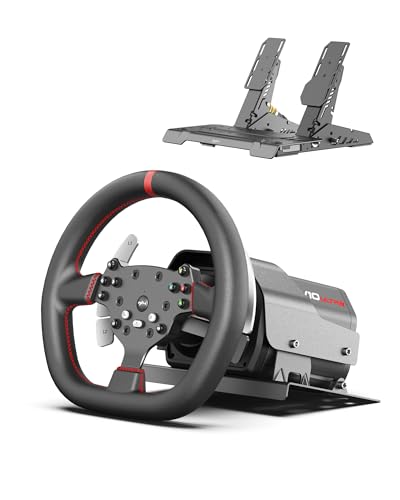 PXN V10 Ultra Direct Drive Gaming Steering Wheel for PC, PS4, Xbox – 3.2Nm Force Feedback, Servo Motor, 4 Paddle Shifters, Hall Pedals – Sim Racing Wheel for Driving Simulators and Racing Games