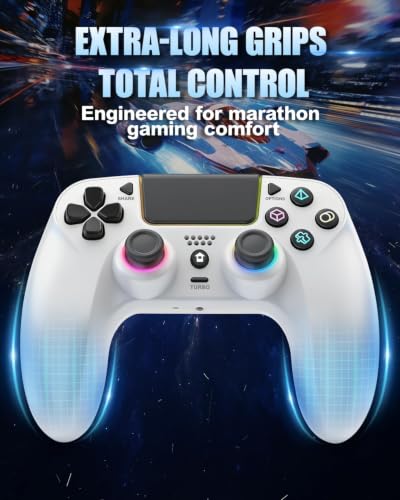 GUOC LED Wireless Controller for PS5 with Hall Effect Joystick and Trigger,4 Macron Boutton Extended Grip Controller Compatible with PS5 Pro/Slim, Dual Vibration, Remap/Turbo Function
