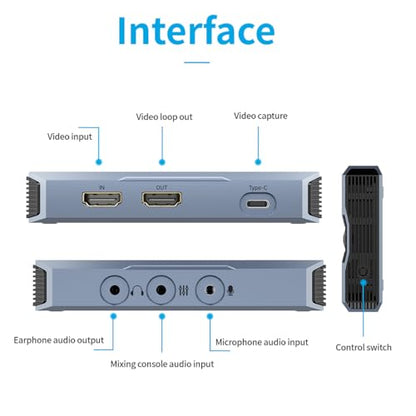 4K@60fps Capture Card, Yinker 2K@144fps 1080p@240fps Video Capture Card, HDR & VRR Capture and Loop-Out, No Latency for Live Streaming, Gaming, Camera, Switch, Xbox and PS5